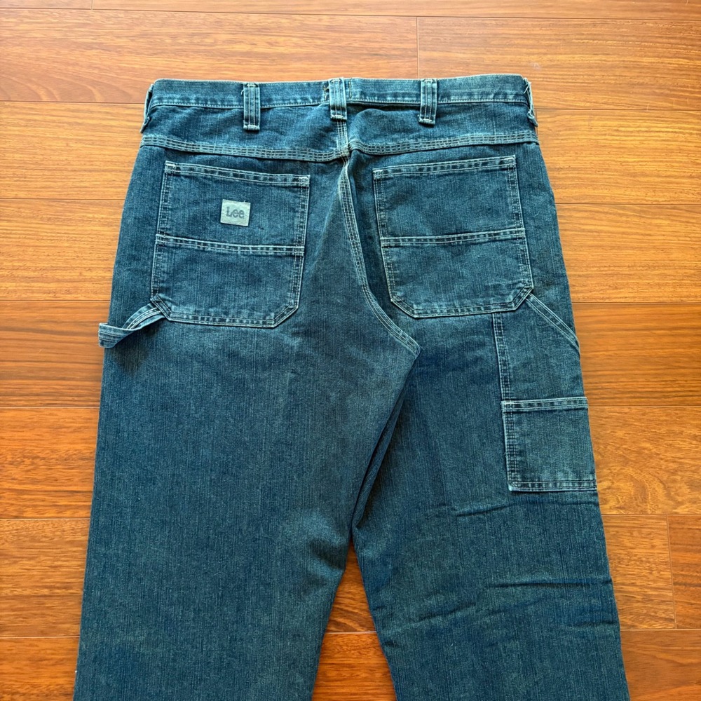 Lee Loose Fit Carpenter Jeans Mens 36x34 Dark Wash Denim Work Pants Hammer Loop
